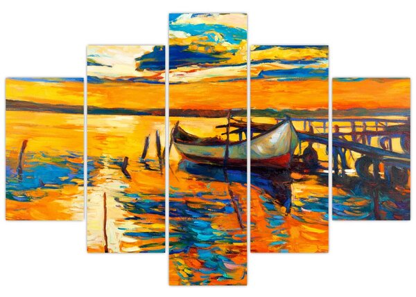 Tablou - Barca la apus de soare (150x105 cm)