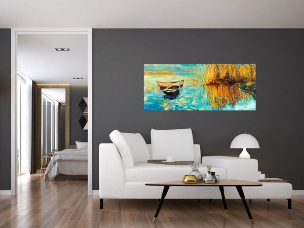 Tablou - Lacul cu bărci (120x50 cm)