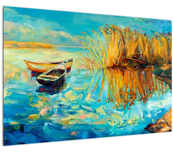 Tablou - Lacul cu bărci (90x60 cm)
