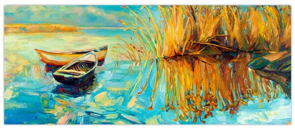 Tablou - Lacul cu bărci (120x50 cm)