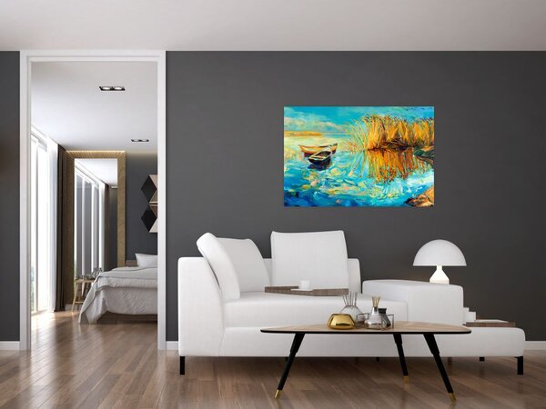 Tablou - Lacul cu bărci (90x60 cm)