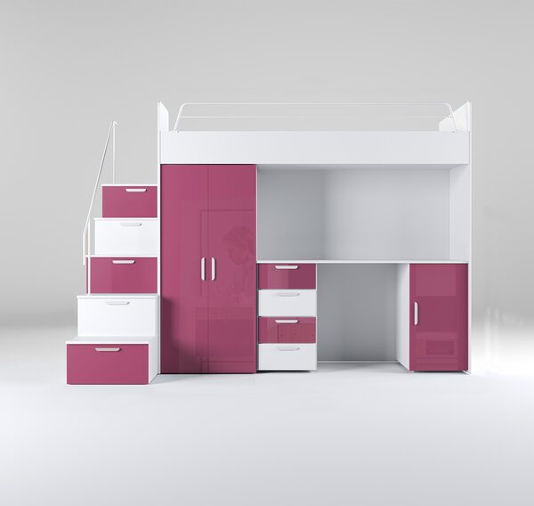 Pat pentru copii Ruby IV S (Alb + Roz) (Cu somieră). 611107