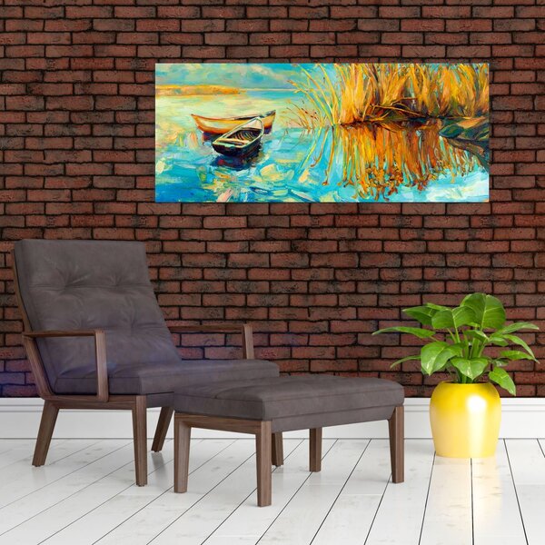 Tablou - Lacul cu bărci (120x50 cm)