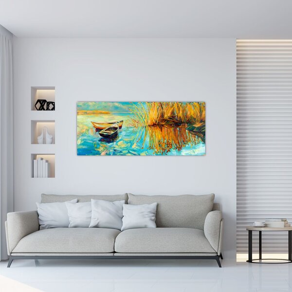 Tablou - Lacul cu bărci (120x50 cm)