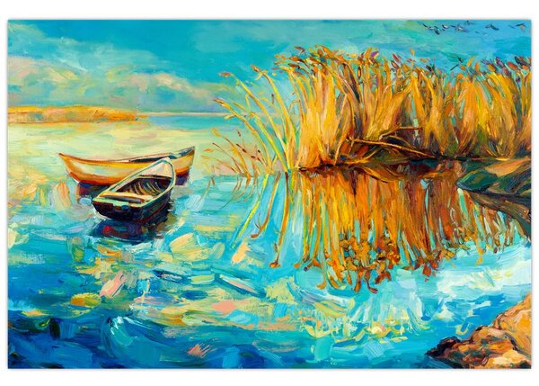 Tablou - Lacul cu bărci (90x60 cm)