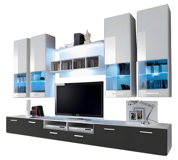 Mobilier living Aston 2 (alb + gri) (cu iluminat). 611007