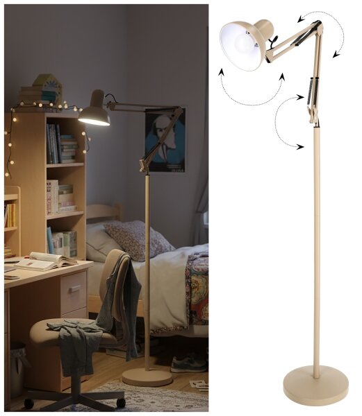 Brilagi - Lampă de podea flexibilă TASKER 1xE27/60W/230V 184 cm bej