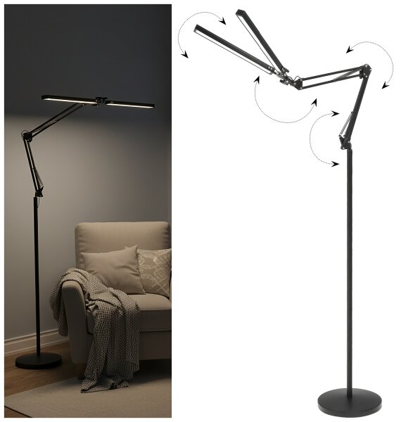 Brilagi - Lampadar flexibil VARIO LED dimabil/14W/5V 157 cm negru