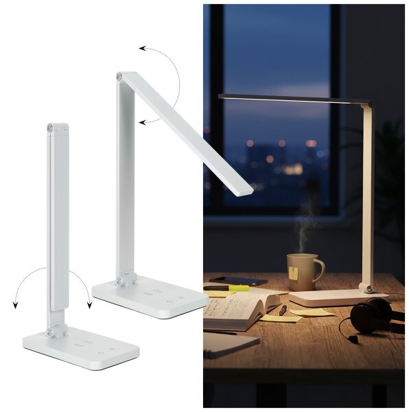 Brilagi - Lampă de masă LED reglabilă, cu control tactil și încărcare wireless Qi, LED/7W/5V, 3000/4000/6000K, albă