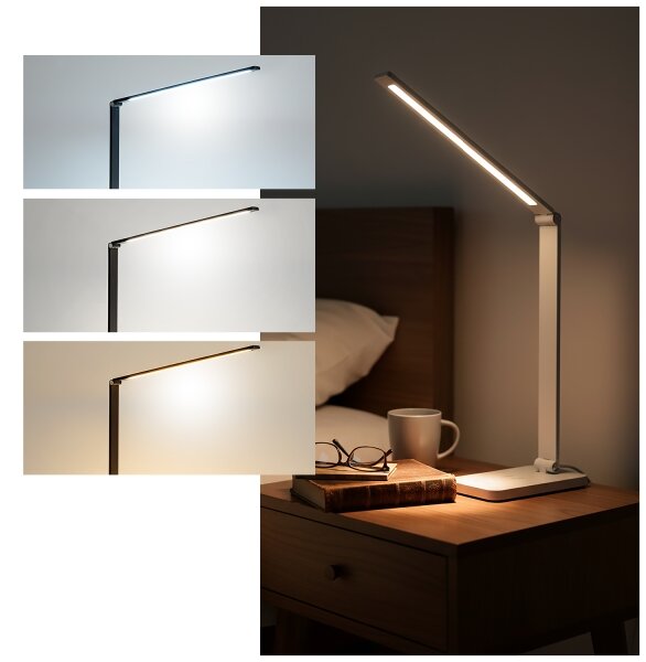 Brilagi - Lampă de masă LED reglabilă, cu control tactil și încărcare wireless Qi, LED/7W/5V, 3000/4000/6000K, albă