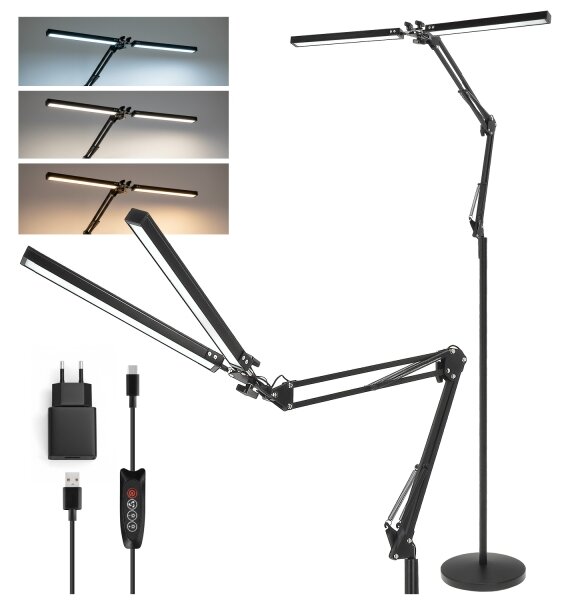 Brilagi - Lampadar flexibil VARIO LED dimabil/14W/5V 157 cm negru
