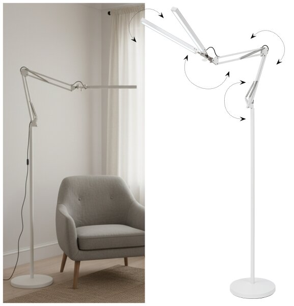 Brilagi - Lampă de podea flexibilă VARIO LED reglabilă, 14W/230V, 157 cm, albă