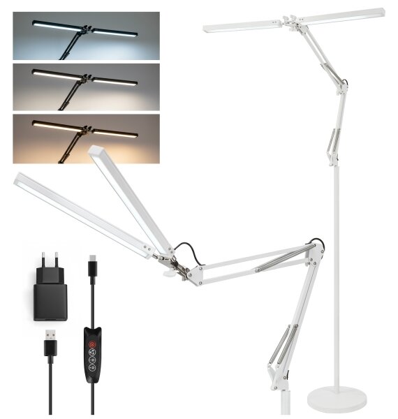 Brilagi - Lampă de podea flexibilă VARIO LED reglabilă, 14W/230V, 157 cm, albă
