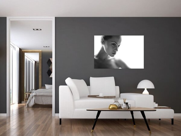 Tablou - Portretul femeii, alb- negru (90x60 cm)
