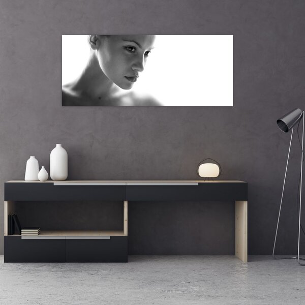 Tablou - Portretul femeii, alb- negru (120x50 cm)