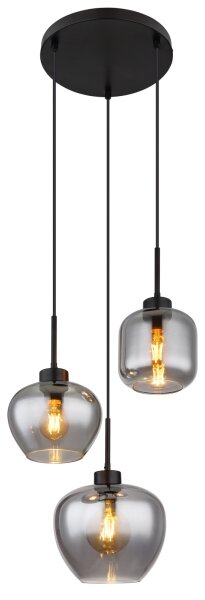 Globo 15549-3SH - Lampă suspendată pe cablu, finisaj mat, 3xE27/40W/230V, neagră