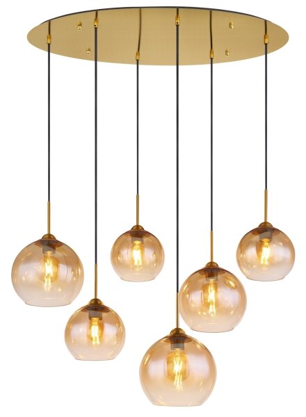 Globo 15788-6H - Lustră suspendată pe cablu JAMESSA 6xE27/60W/230V alamă