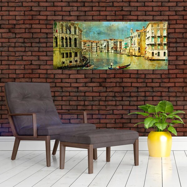 Tablou - Canalul de la Veneția și gondole (120x50 cm)