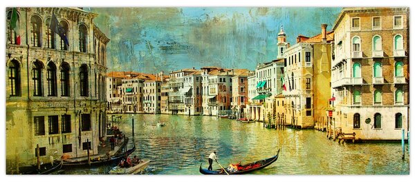 Tablou - Canalul de la Veneția și gondole (120x50 cm)