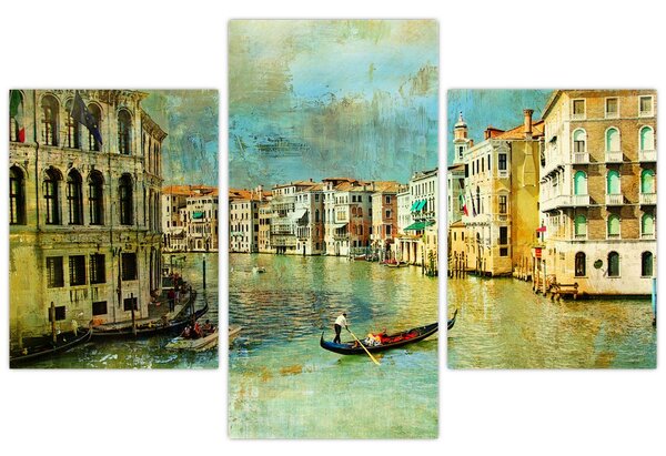 Tablou - Canalul de la Veneția și gondole (90x60 cm)