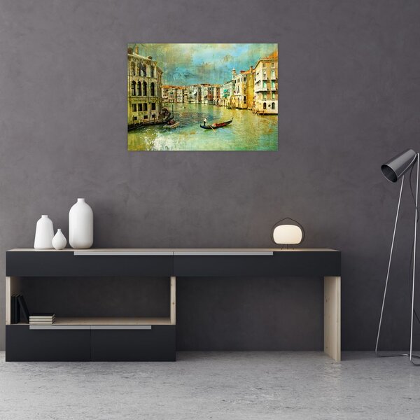 Tablou - Canalul de la Veneția și gondole (70x50 cm)