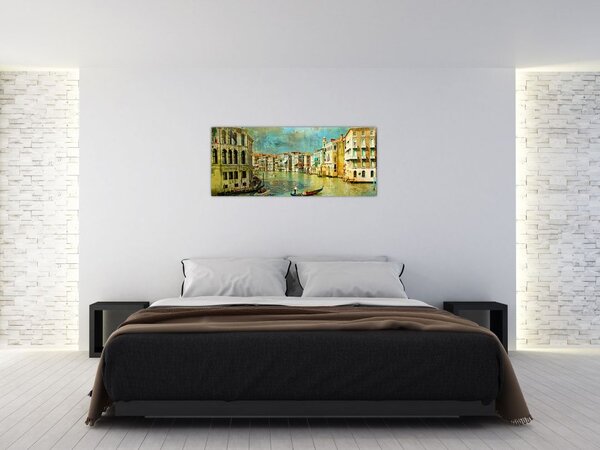 Tablou - Canalul de la Veneția și gondole (120x50 cm)