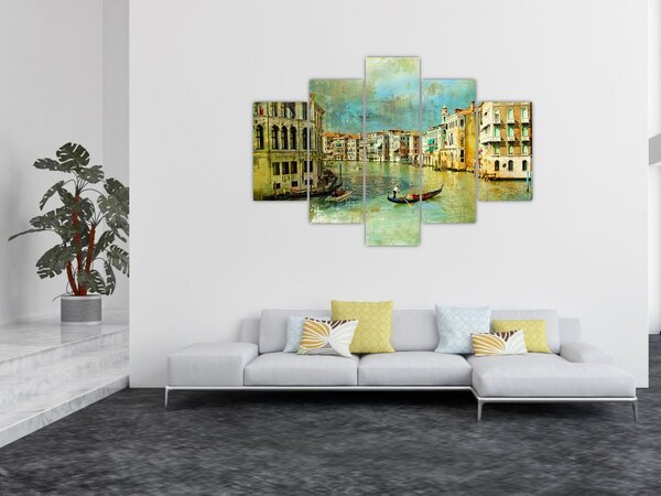 Tablou - Canalul de la Veneția și gondole (150x105 cm)