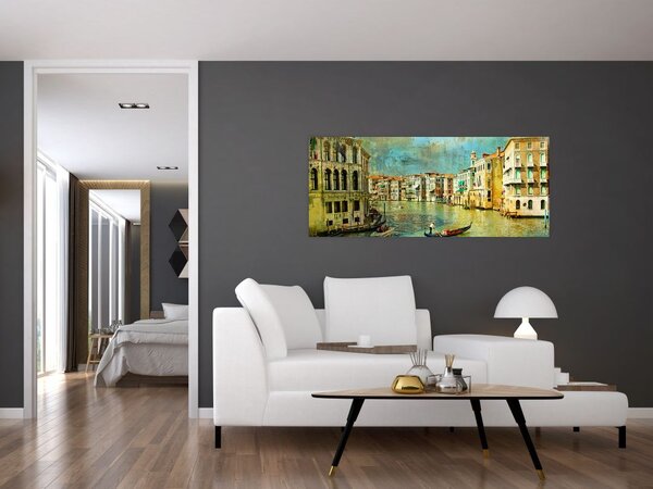 Tablou - Canalul de la Veneția și gondole (120x50 cm)