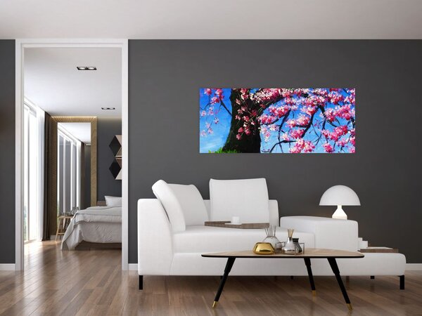 Tablou - Cireș înflorit - pictură (120x50 cm)