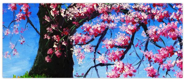 Tablou - Cireș înflorit - pictură (120x50 cm)