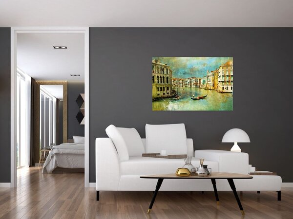Tablou - Canalul de la Veneția și gondole (90x60 cm)