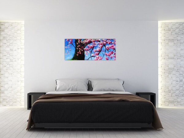 Tablou - Cireș înflorit - pictură (120x50 cm)