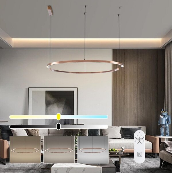 Immax NEO 07328L - Lustră LED reglabilă, suspendată pe cablu FINO, 72W/230V, 120 cm, aur roz, Tuya+telecomandă