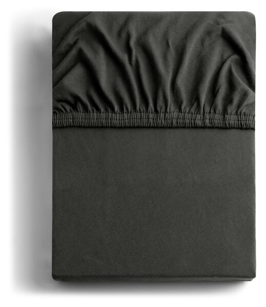 Cearșaf de pat elastic din jerseu DecoKing Amber Collection, 200 x 180-200 cm, gri închis