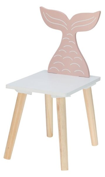 Scăunel pentru copii, din lemn, model cu sirenă, 49,5x23,5x29 cm