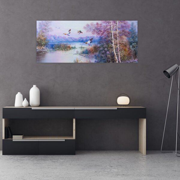 Tablou - Sosirea toamnei, pictură în ulei (120x50 cm)