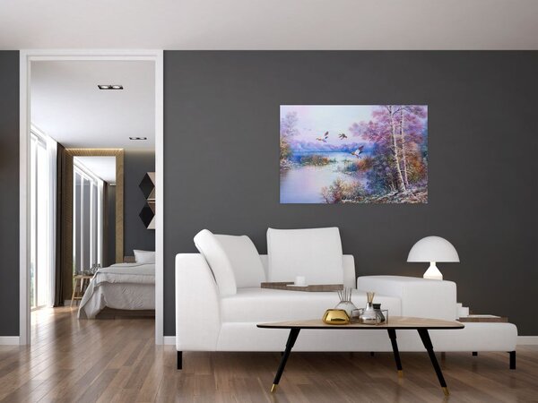 Tablou - Sosirea toamnei, pictură în ulei (90x60 cm)
