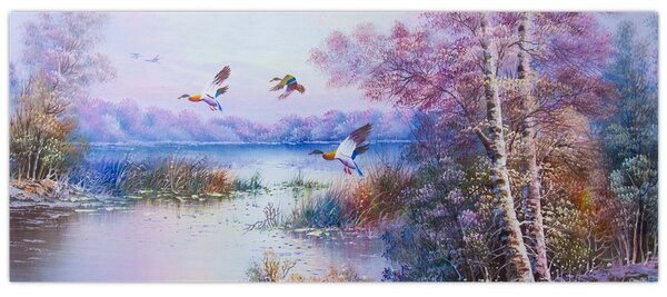 Tablou - Sosirea toamnei, pictură în ulei (120x50 cm)