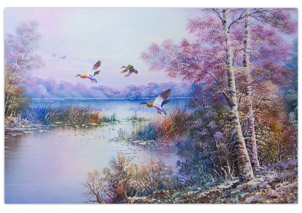 Tablou - Sosirea toamnei, pictură în ulei (90x60 cm)