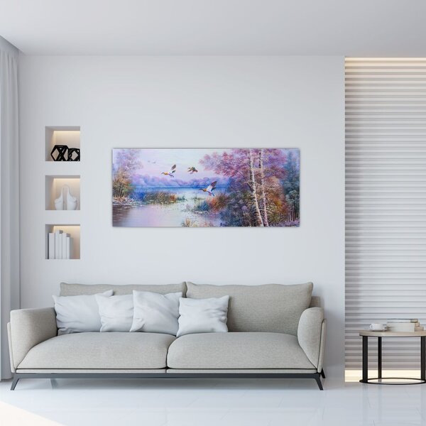 Tablou - Sosirea toamnei, pictură în ulei (120x50 cm)