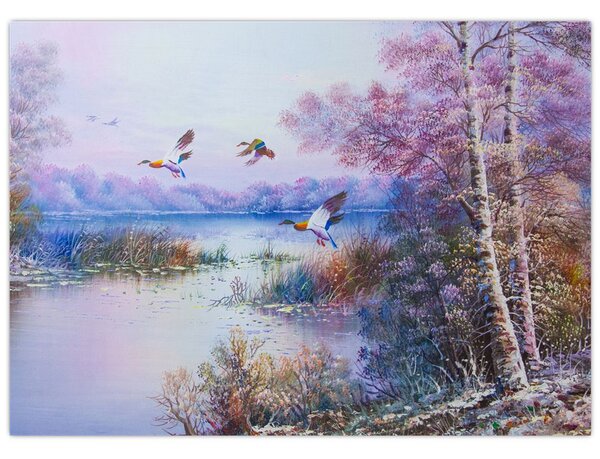 Tablou - Sosirea toamnei, pictură în ulei (70x50 cm)