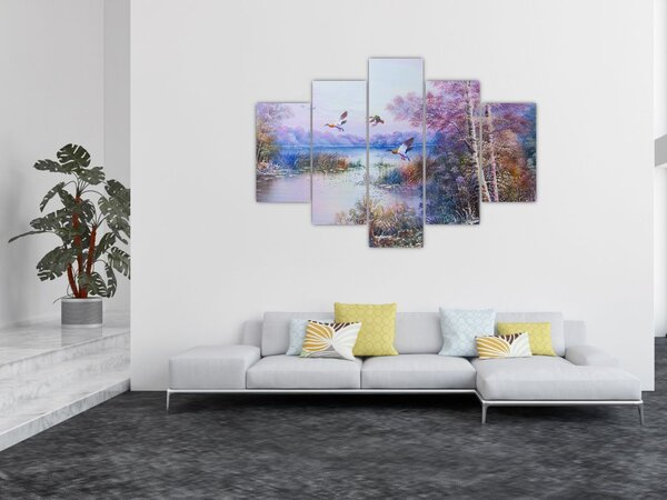 Tablou - Sosirea toamnei, pictură în ulei (150x105 cm)
