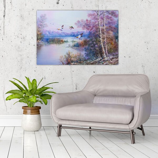 Tablou - Sosirea toamnei, pictură în ulei (90x60 cm)