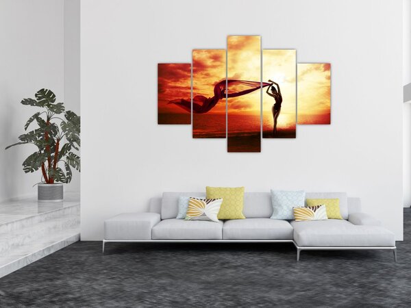 Tablou - Silueta femeii la apus de soare (150x105 cm)