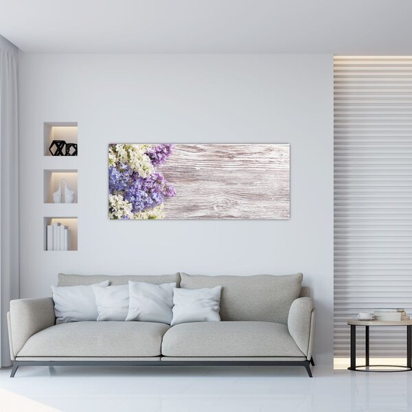 Tablou - Liliac pe lemn (120x50 cm)
