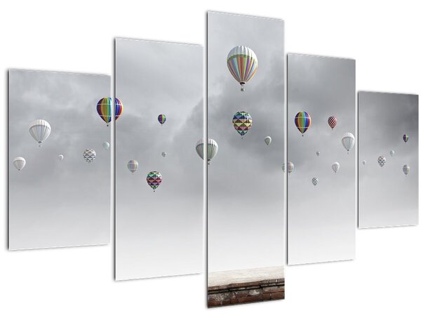 Tablou - Baloane pe perete de cărămidă (150x105 cm)
