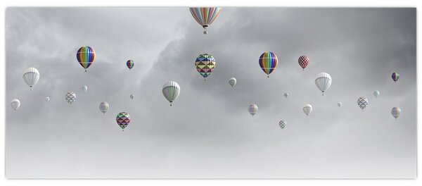 Tablou - Baloane pe perete de cărămidă (120x50 cm)