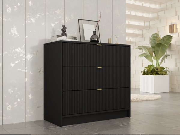Comodă Comfivo Papilio I, Negru, MDF, PAL laminat, 75x80x40cm, 27.5 kg