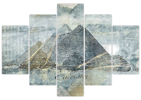 Tablou - Piramide în filtru albastru (150x105 cm)