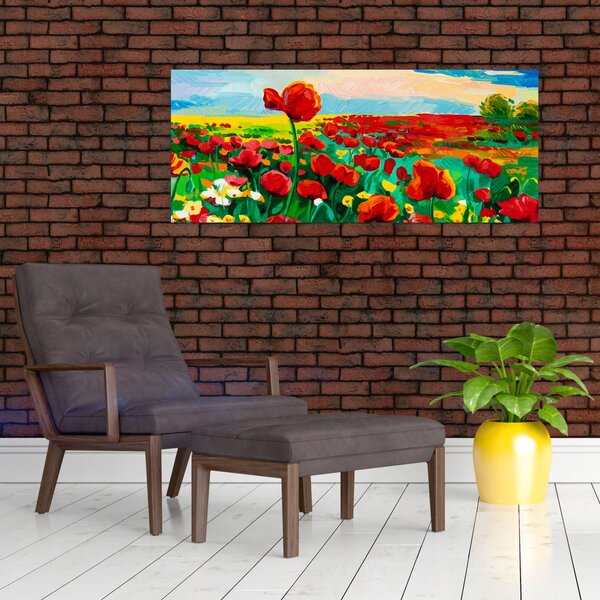 Tablou - Câmp cu maci (120x50 cm)